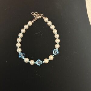 Emily Ray Pearl and Blue Crystal Bracelet